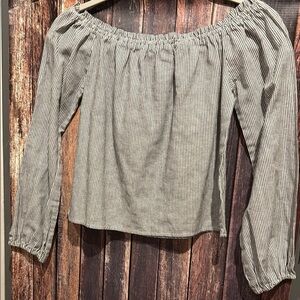 Brandy Melville Striped Smocked Long Sleeve Blouse